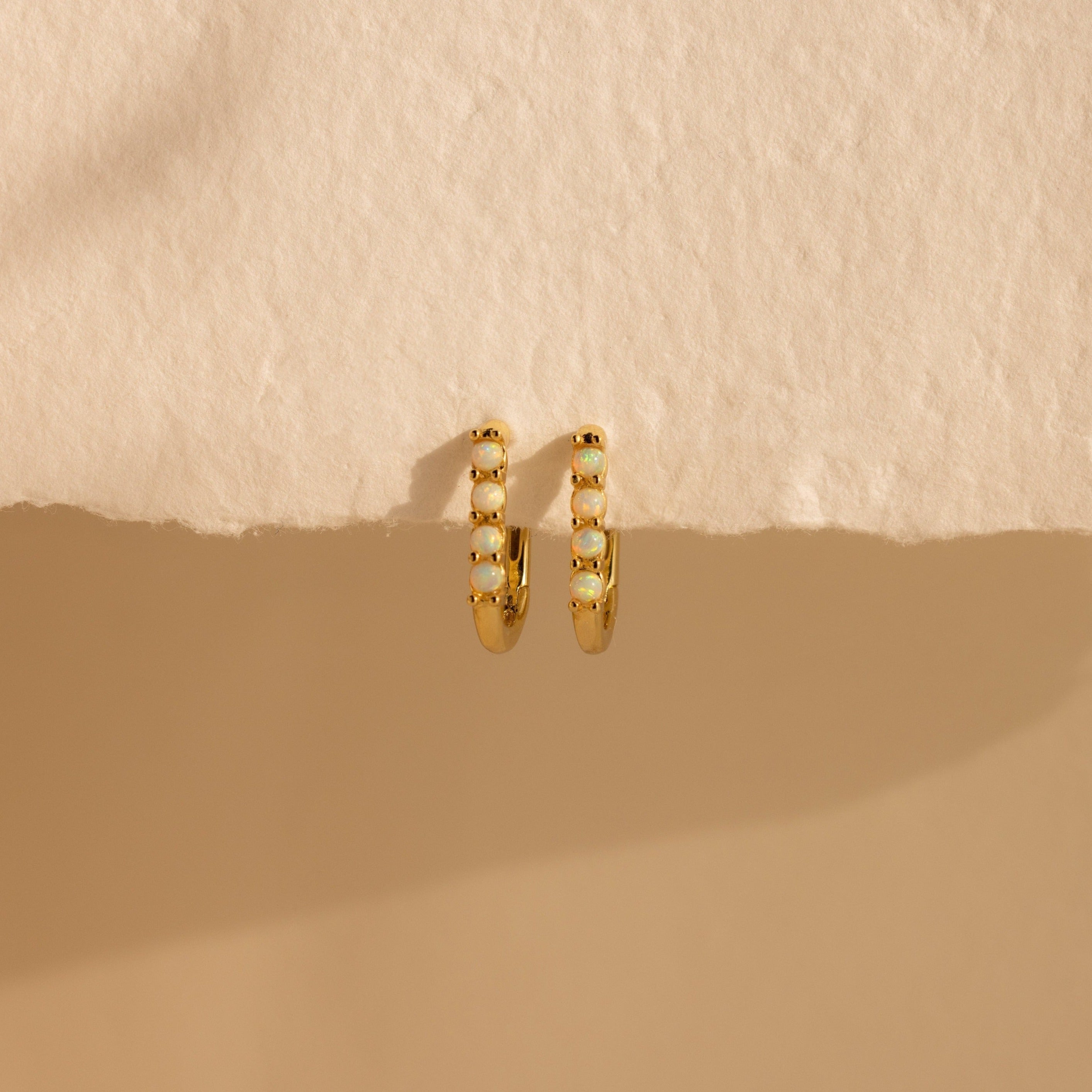 Opal Link Hoops 18K Gold